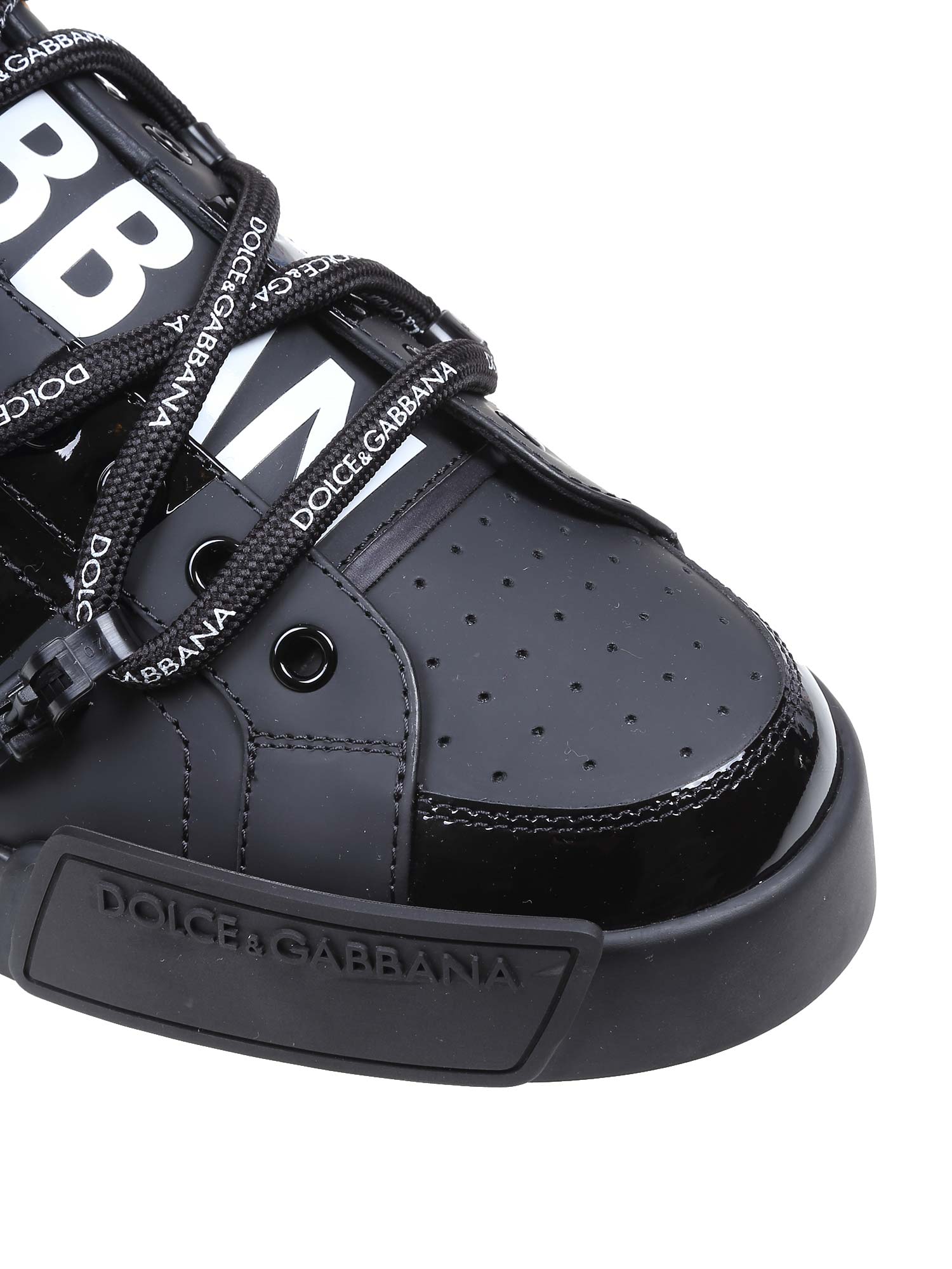 DOLCE & GABBANA SNEAKER PORTOFINO IN VITELLO E VERNICE