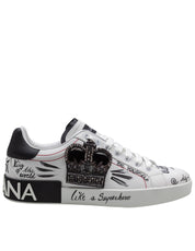 DOLCE & GABBANA SNEAKERS PORTOFINO IN PELLE RICAMI E PATCH