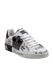 DOLCE & GABBANA SNEAKERS PORTOFINO IN PELLE RICAMI E PATCH