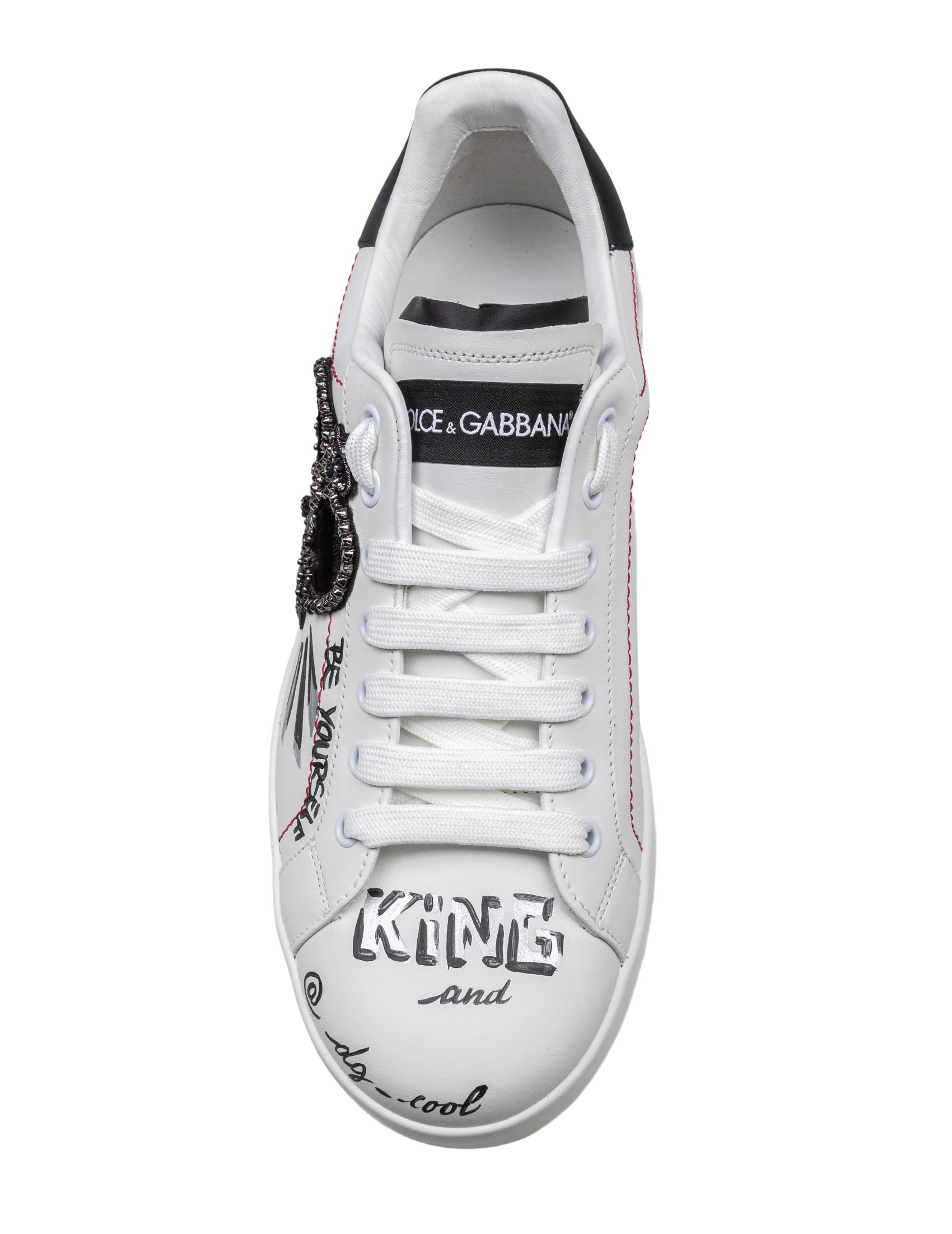 DOLCE & GABBANA SNEAKERS PORTOFINO IN PELLE RICAMI E PATCH