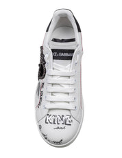 DOLCE & GABBANA SNEAKERS PORTOFINO IN PELLE RICAMI E PATCH
