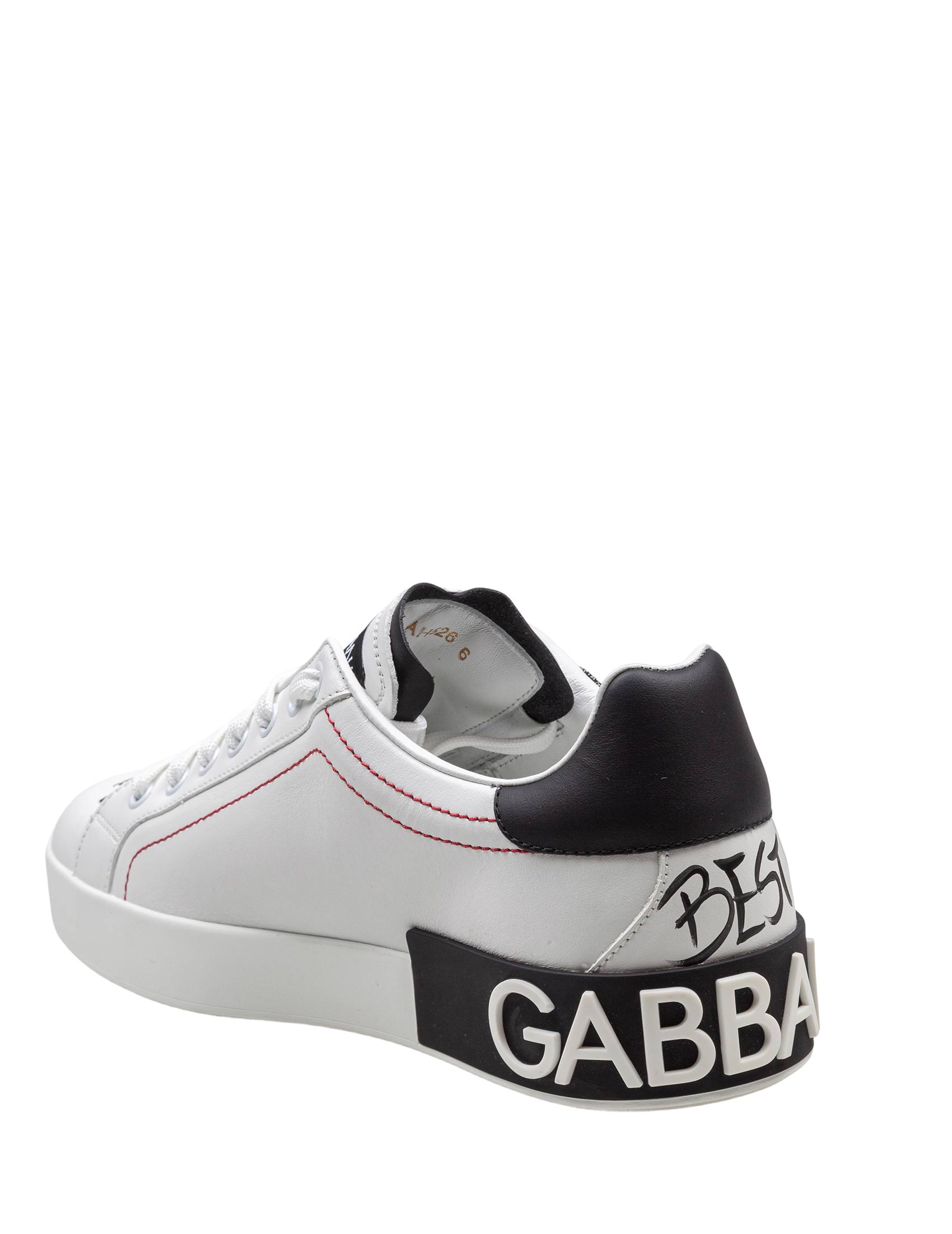 DOLCE & GABBANA SNEAKERS PORTOFINO IN PELLE RICAMI E PATCH