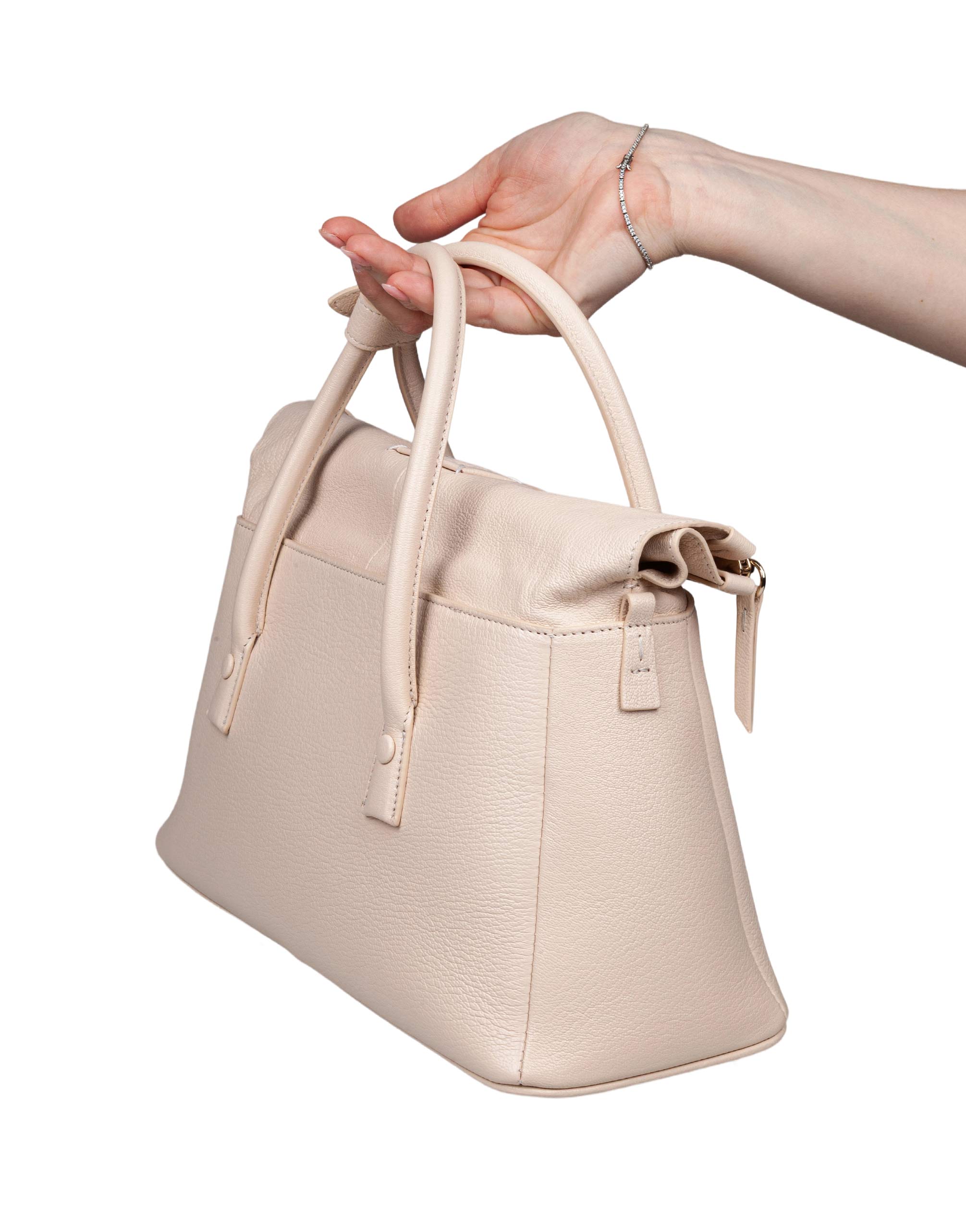 MAISON MARGIELA BORSA A MANO 5AC EAST WEST IN PELLE COLORE LATTE
