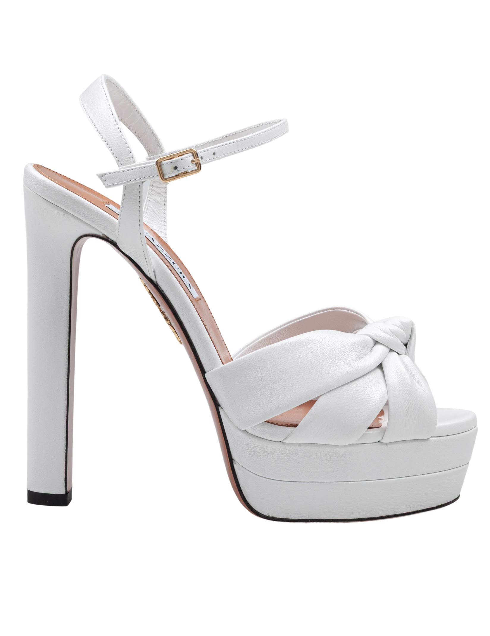 AQUAZZURRA NINA SANDAL PLATEAU 130 PELLE COLORE BIANCO