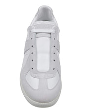 MAISON MARGIELA REPLICA LEATHER AND SUEDE SNEAKERS IN WHITE