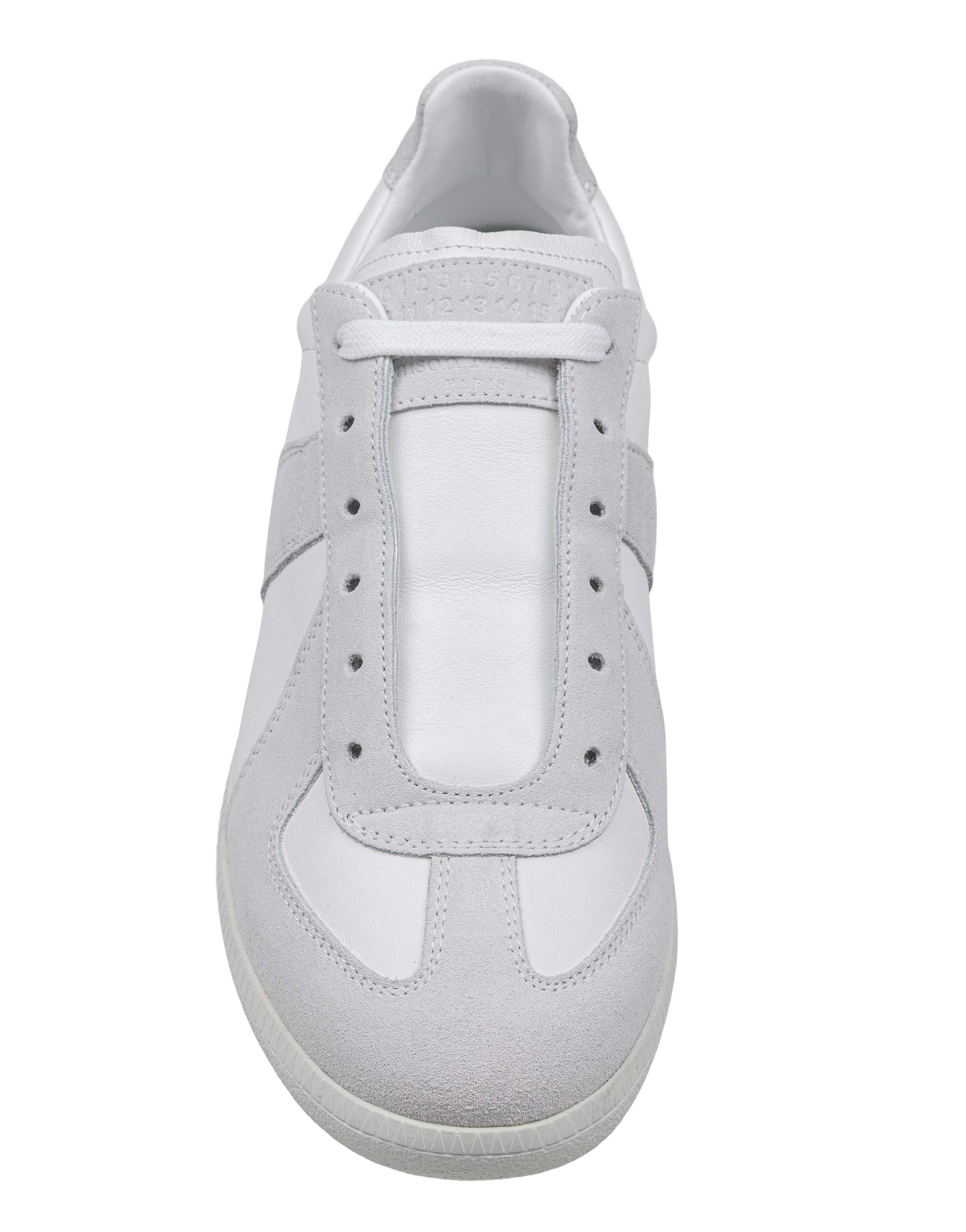 MAISON MARGIELA REPLICA LEATHER AND SUEDE SNEAKERS IN WHITE