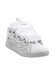 LANVIN SNEAKERS CURB IN PELLE  E TESSUTO COLORE BIANCO