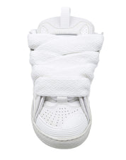 LANVIN SNEAKERS CURB IN PELLE  E TESSUTO COLORE BIANCO