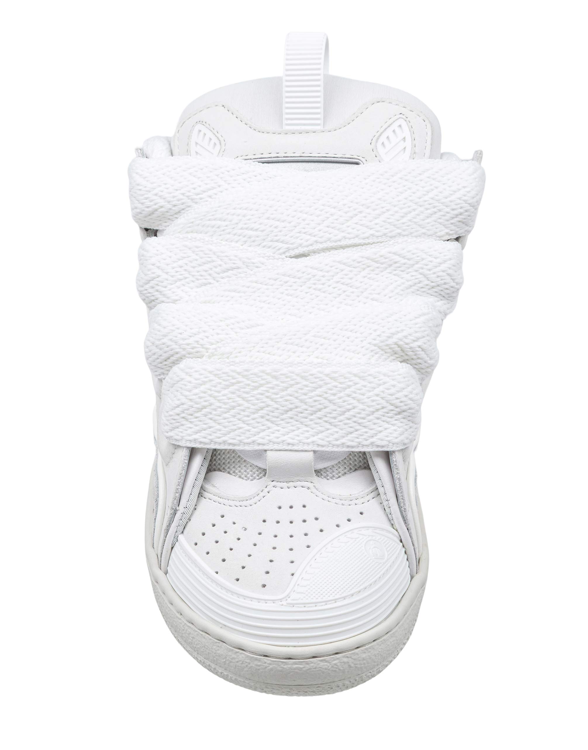 LANVIN SNEAKERS CURB IN PELLE  E TESSUTO COLORE BIANCO