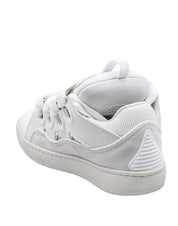 LANVIN SNEAKERS CURB IN PELLE  E TESSUTO COLORE BIANCO