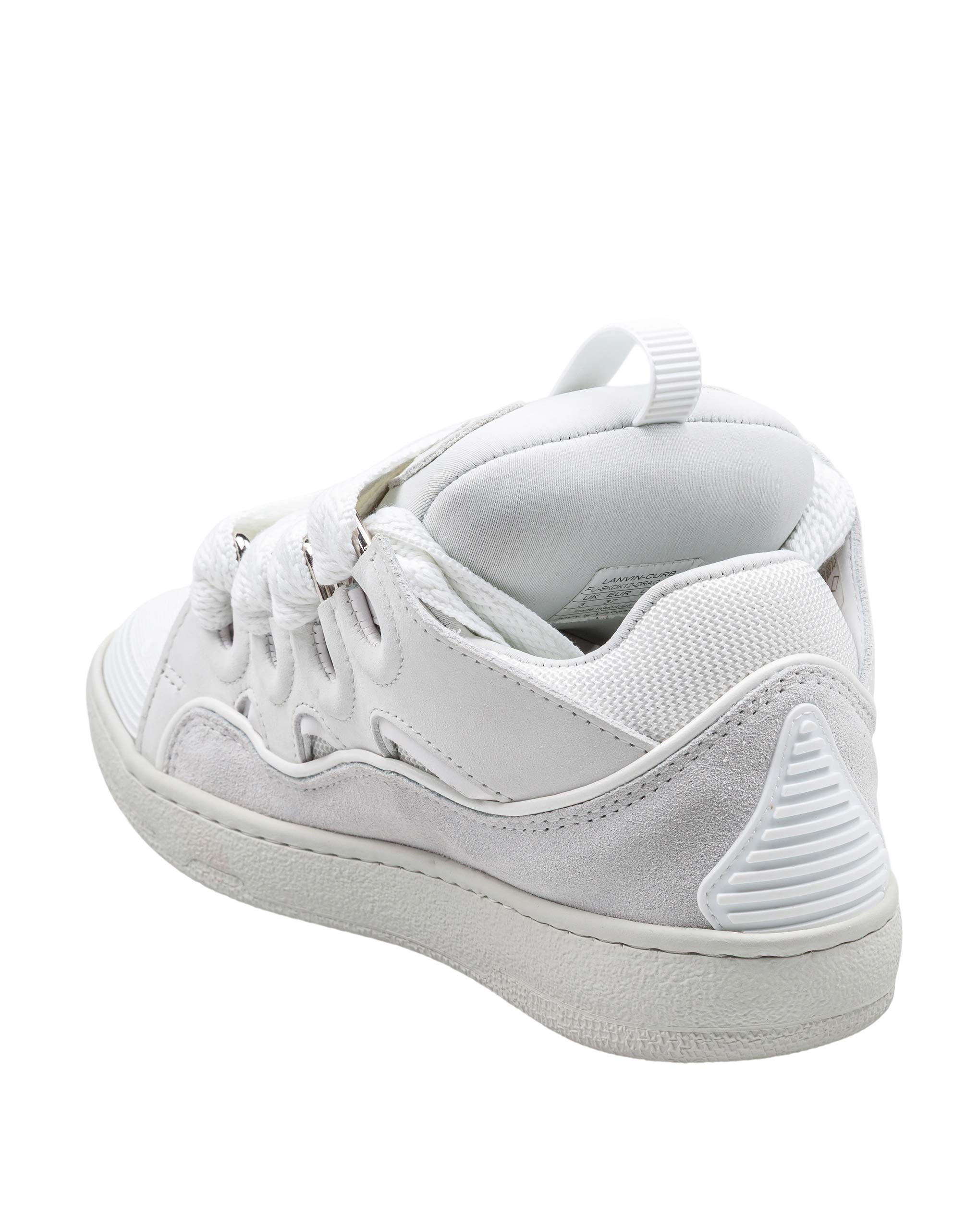 LANVIN SNEAKERS CURB IN PELLE  E TESSUTO COLORE BIANCO