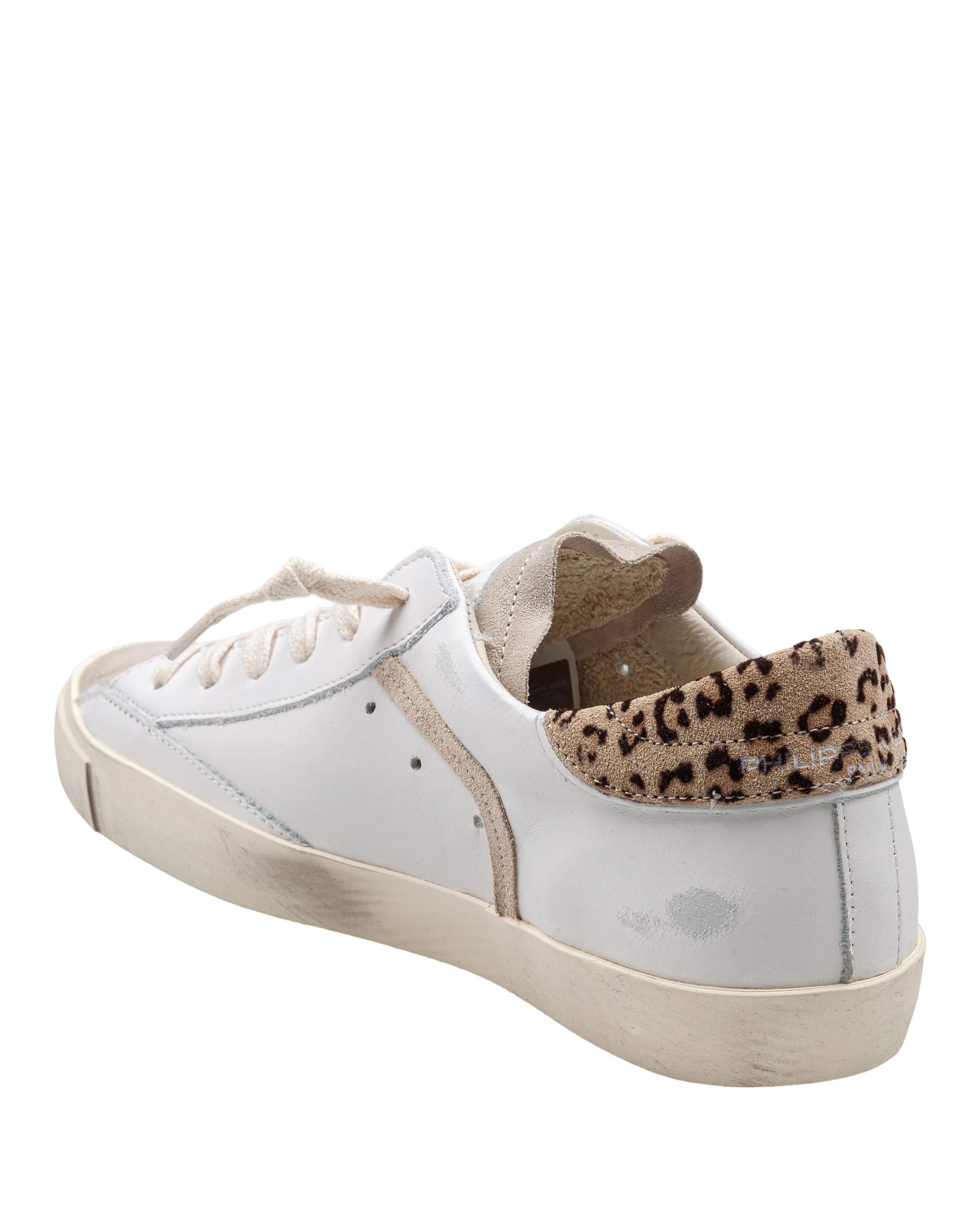 PHILIPPE MODEL SNEAKERS PRSX IN WHITE AND SPOTTED LEATHER AND SUEDE