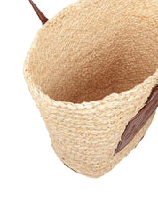 LANVIN RAFFIA AND LEATHER SHOPPING CATCH