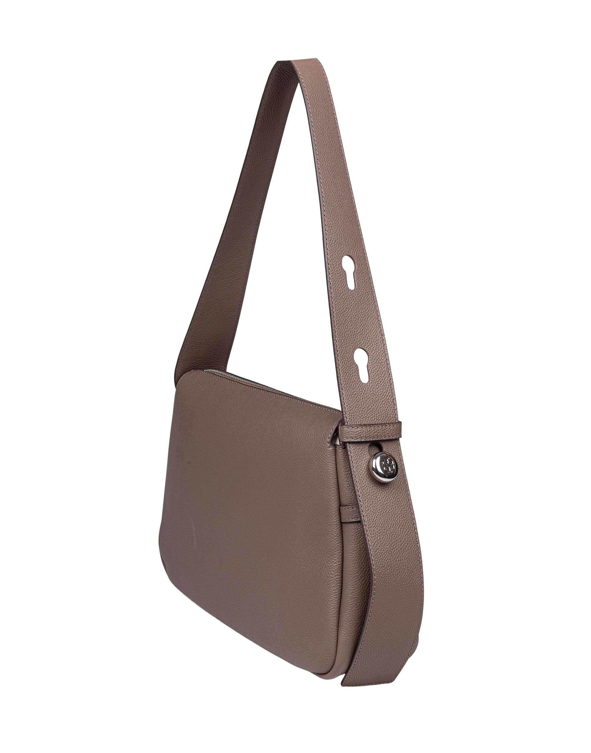TORY BURCH ROMY SHOULDER BAG IN DOVE GREY LEATHER