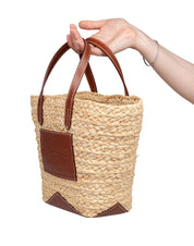 LANVIN CATCH BY LANVIN BASKET IN RAFIA E PELLE