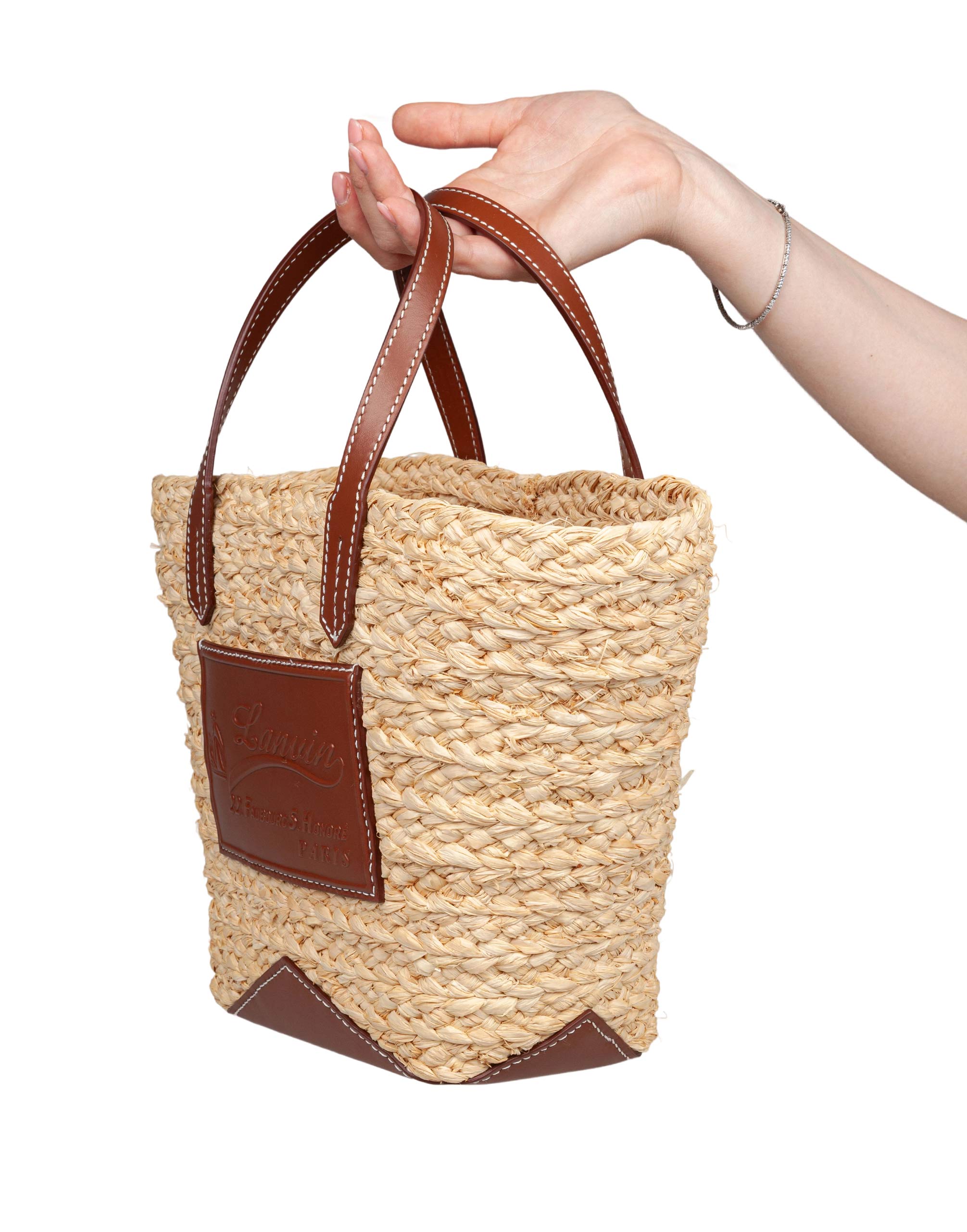 LANVIN CATCH BY LANVIN BASKET IN RAFIA E PELLE