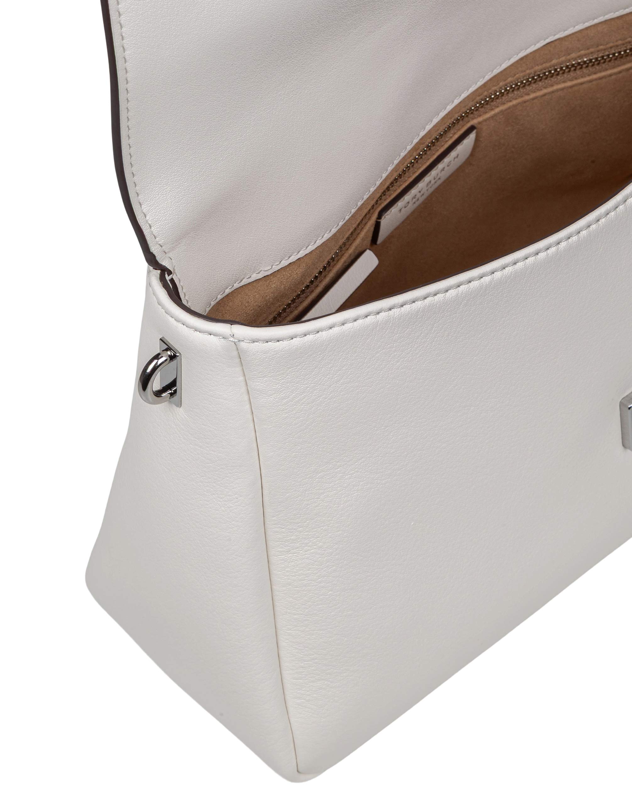 TORY BURCH SHOULDER BAG CHARLIE IN PELLE COLORE BIANCO