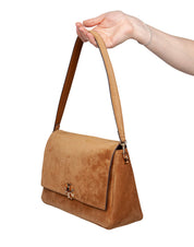 TORY BURCH SHOULDER BAG CHARLIE IN CAMOSCIO COLORE CARAMELLO