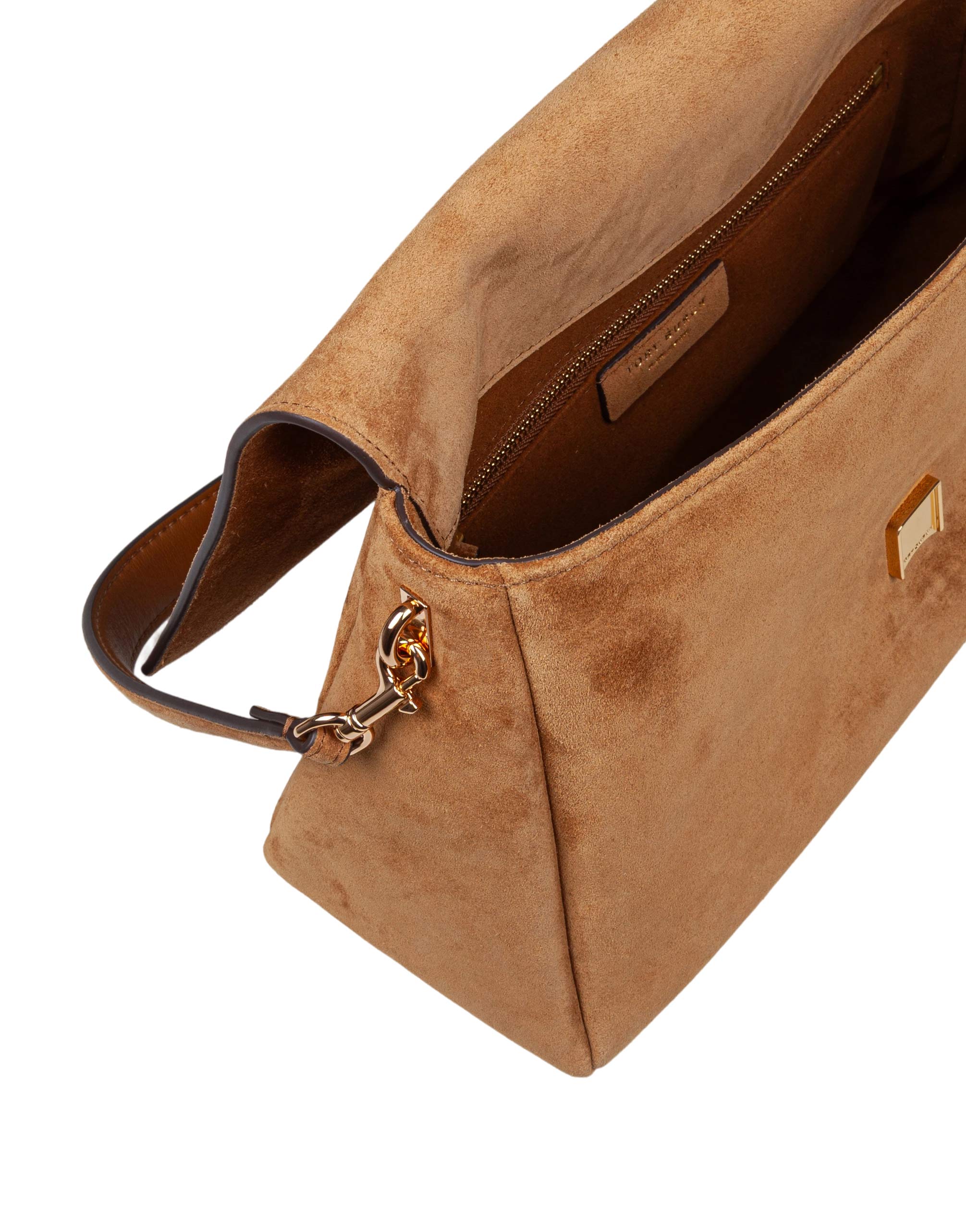 TORY BURCH SHOULDER BAG CHARLIE IN CAMOSCIO COLORE CARAMELLO