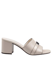 TORY BURCH LEELEE MULE IN CREAM LEATHER