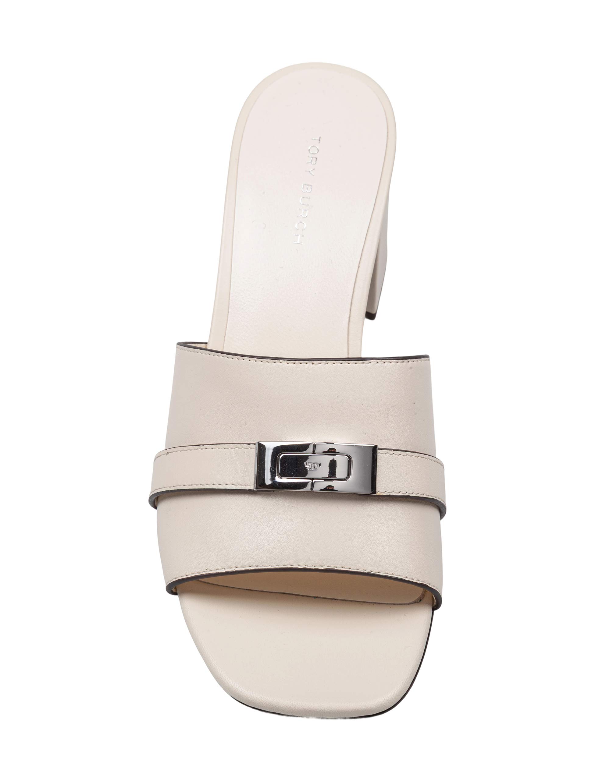 TORY BURCH LEELEE MULE IN CREAM LEATHER