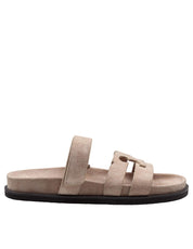 TORY BURCH INES SPORT SLIDE IN SUEDE, BEIGE