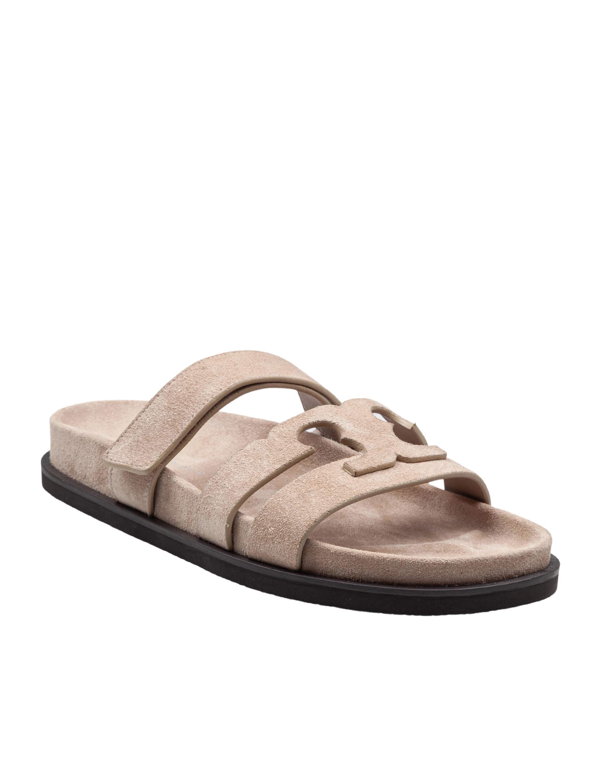 TORY BURCH INES SPORT SLIDE IN SUEDE, BEIGE
