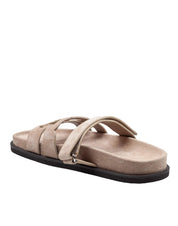 TORY BURCH INES SPORT SLIDE IN SUEDE, BEIGE
