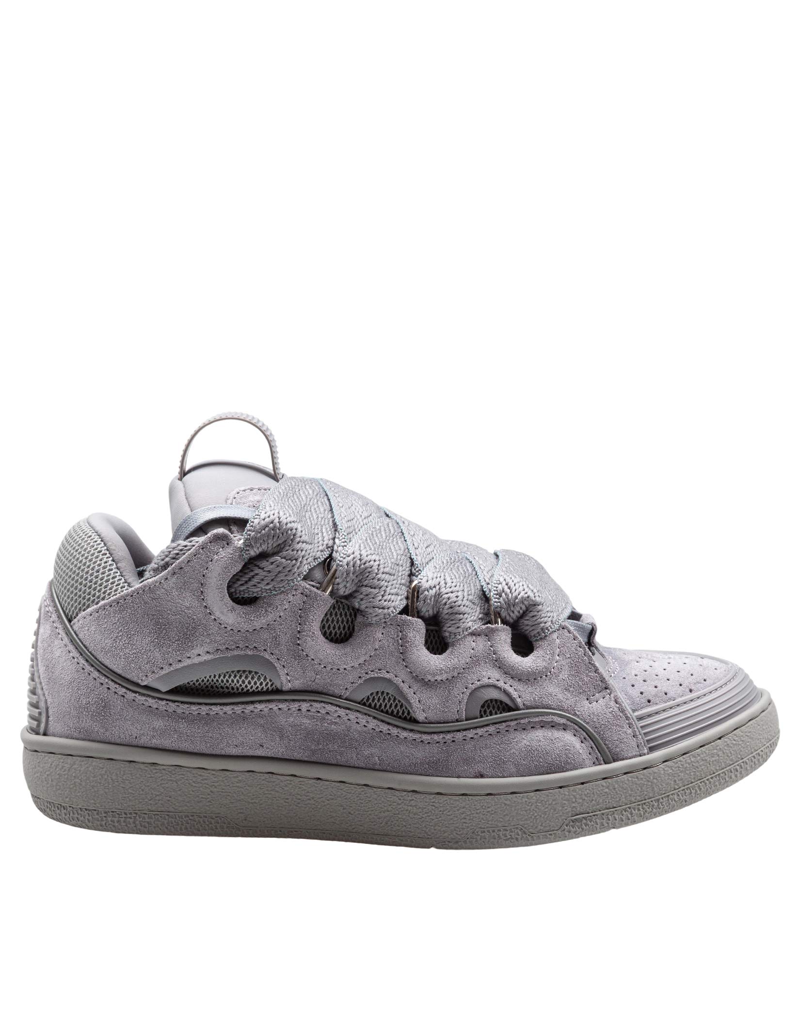 LANVIN SNEAKERS CURB IN PELLE E CAMOSCIO COLORE GRIGIO CHIARO