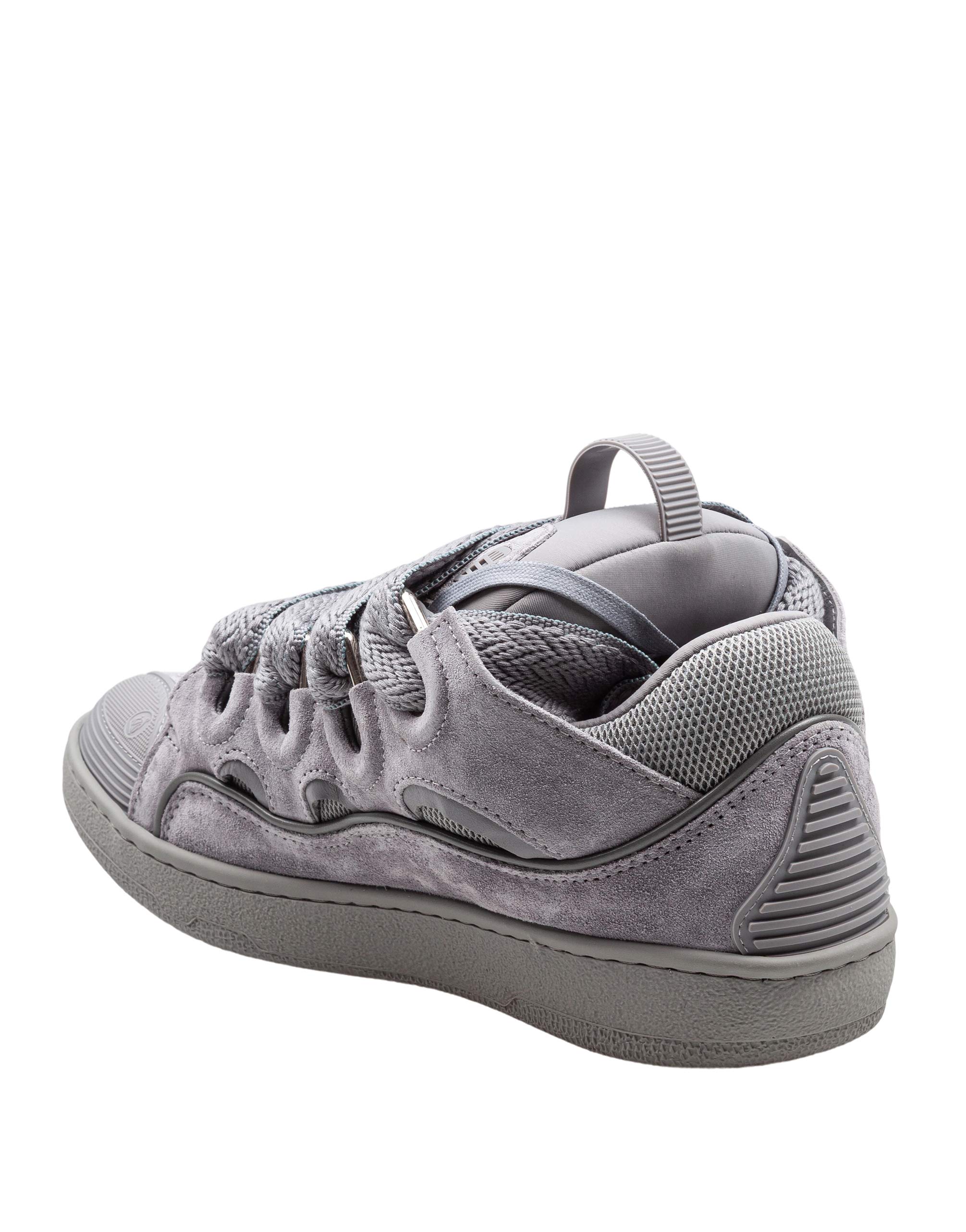 LANVIN SNEAKERS CURB IN PELLE E CAMOSCIO COLORE GRIGIO CHIARO