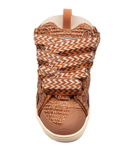 LANVIN CURB SNEAKERS IN BROWN AND TOBACCO RAFFIA