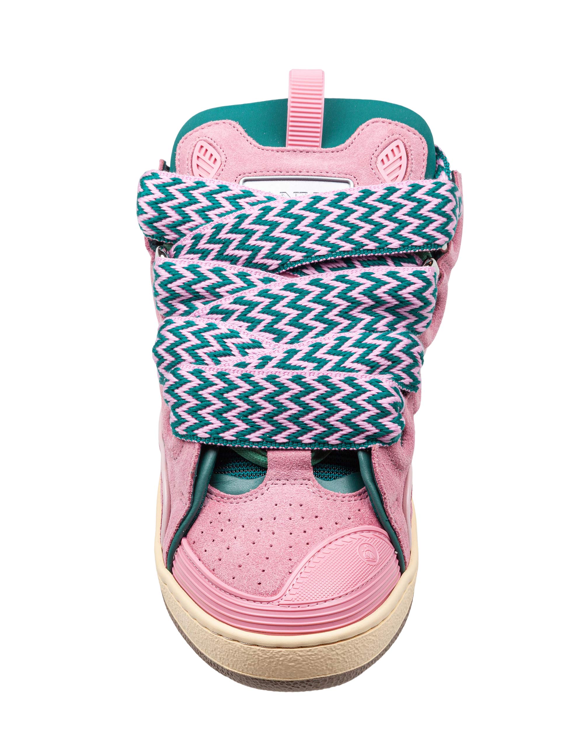 LANVIN CURB SNEAKERS IN PELLE E TESSUTO COLORE ROSA E VERDE