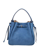 TORY BURCH ROMY BUCKET BAG IN NABUK SOFT BLUE