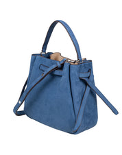TORY BURCH ROMY BUCKET BAG IN NABUK SOFT BLUE