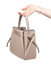 TORY BURCH ROMY BUCKET BAG IN PELLE COLORE CEMENTO