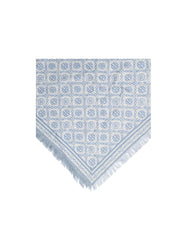 TORY BURCH SCARF MONOGRAM SOFT BLUE