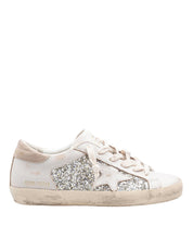 GOLDEN GOOSE SNEAKERS SUPERSTAR IN PELLE BIANCA CON DETTAGLI GLITTERATI