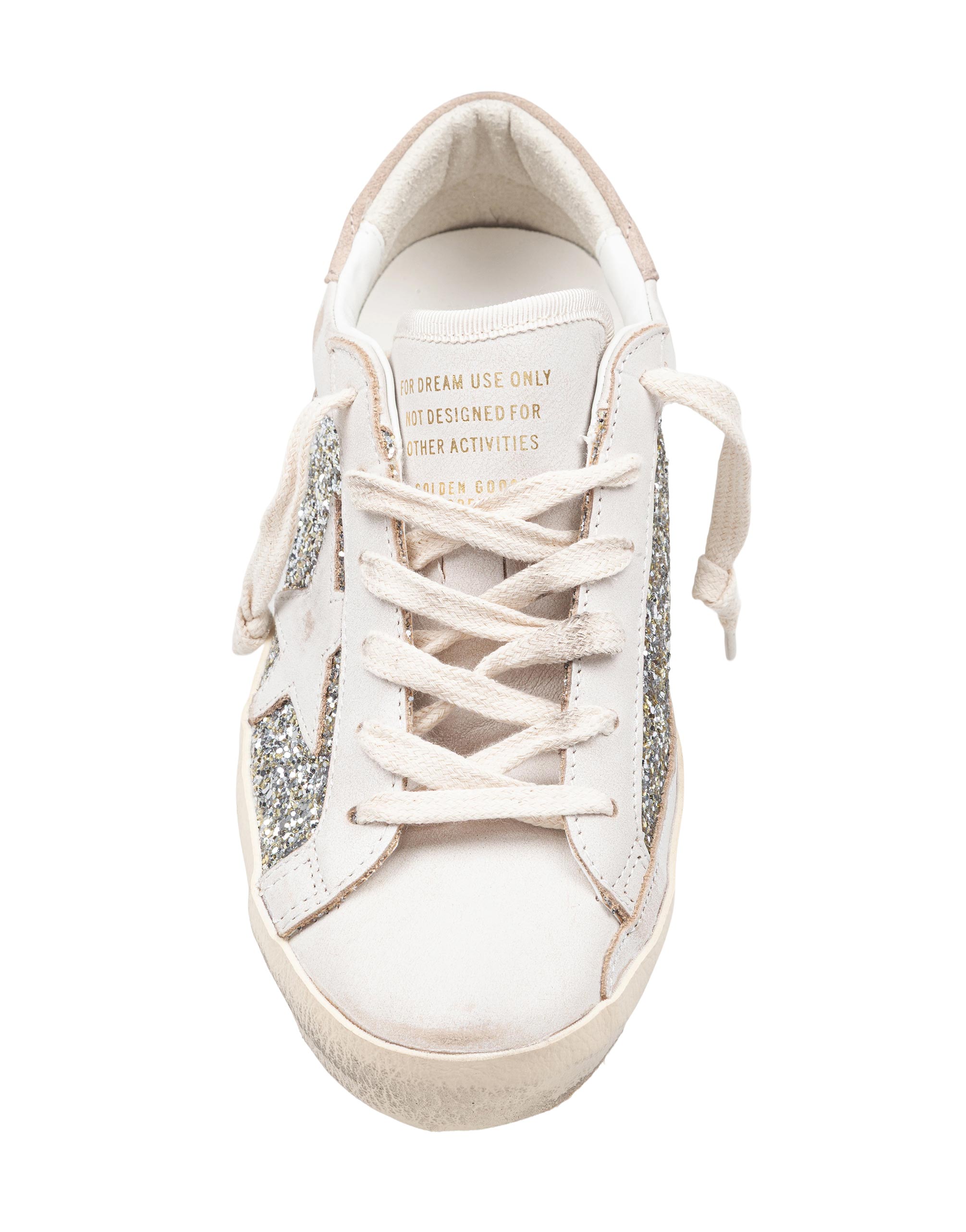 GOLDEN GOOSE SNEAKERS SUPERSTAR IN PELLE BIANCA CON DETTAGLI GLITTERATI