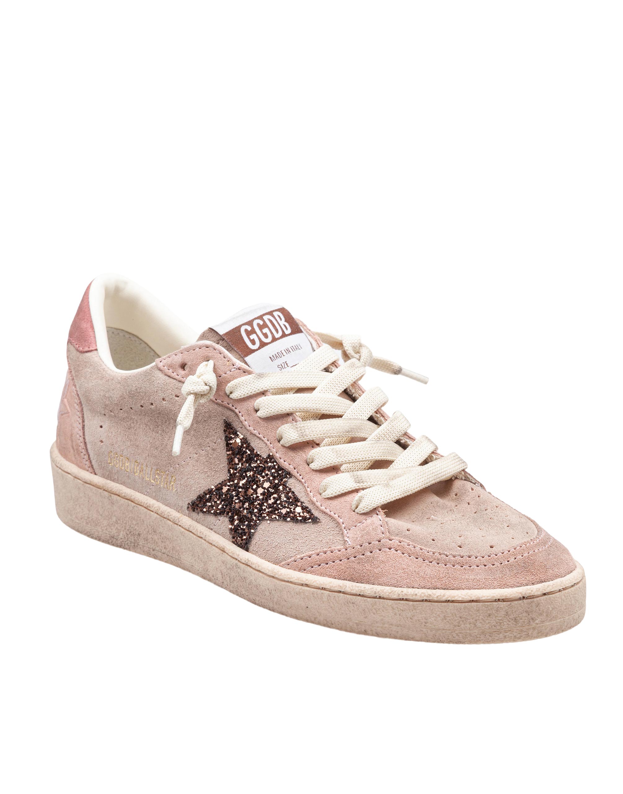 GOLDEN GOOSE SNEAKERS BALLSTAR IN PELLE SCAMOSCIATA ROSA