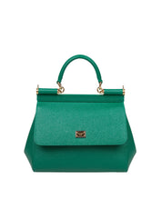DOLCE & GABBANA SICILY SMALL EMERALD GREEN LEATHER BAG