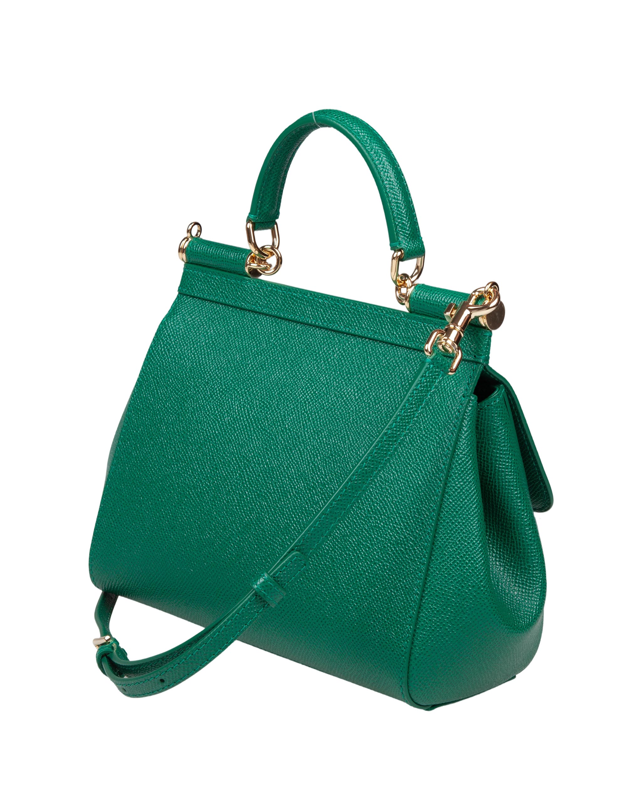 DOLCE & GABBANA SICILY SMALL EMERALD GREEN LEATHER BAG