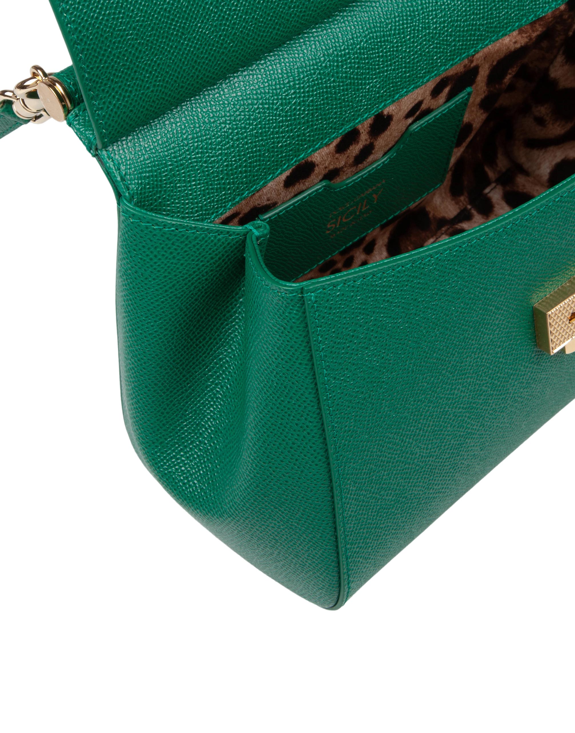 DOLCE & GABBANA SICILY SMALL EMERALD GREEN LEATHER BAG