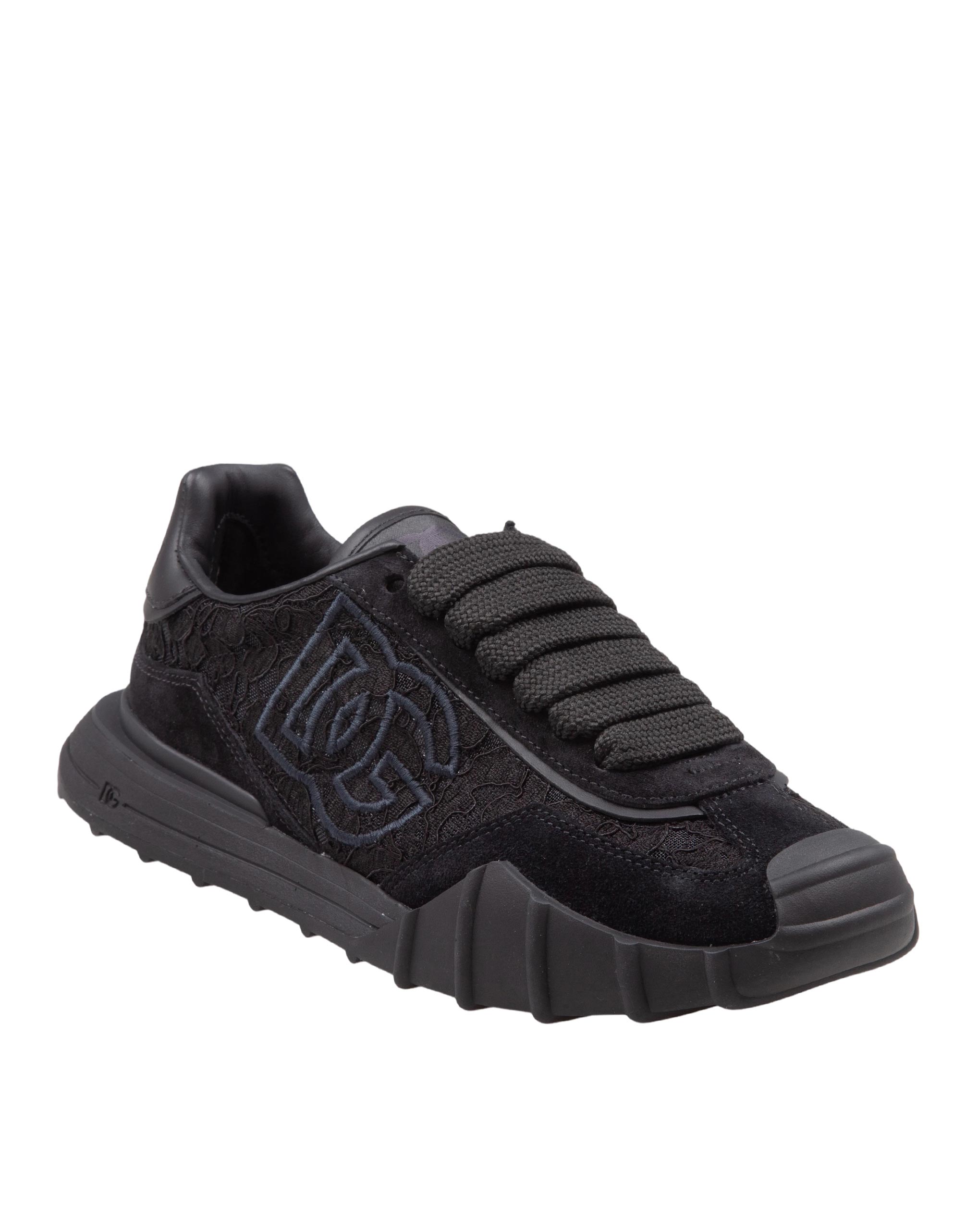 DOLCE & GABBANA SNEAKERS IN PIZZO CUSHION NERO