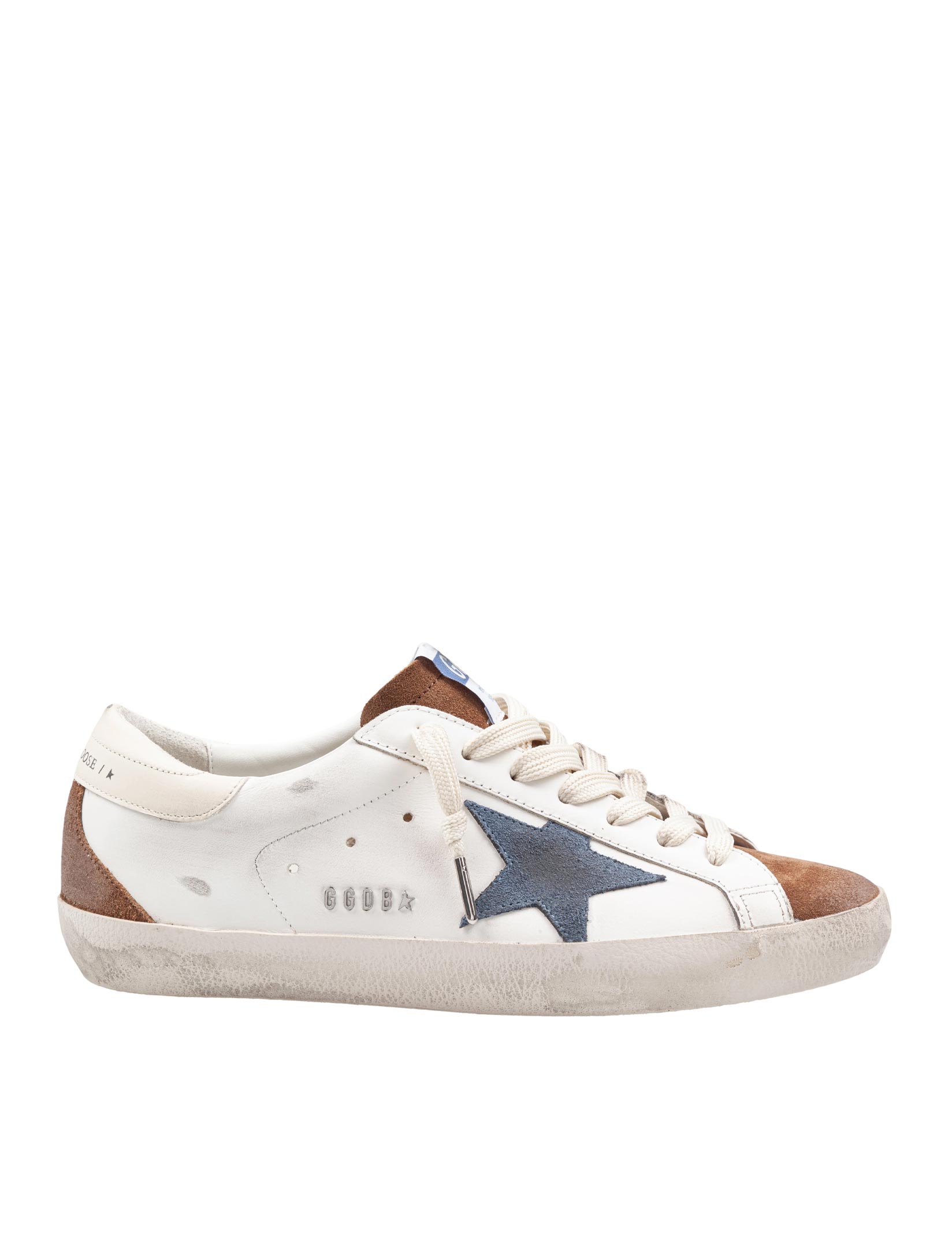 GOLDEN GOOSE SNEAKERS SUPERSTAR IN PELLE E CAMOSCIO COLORE BIANCO E MARRONE
