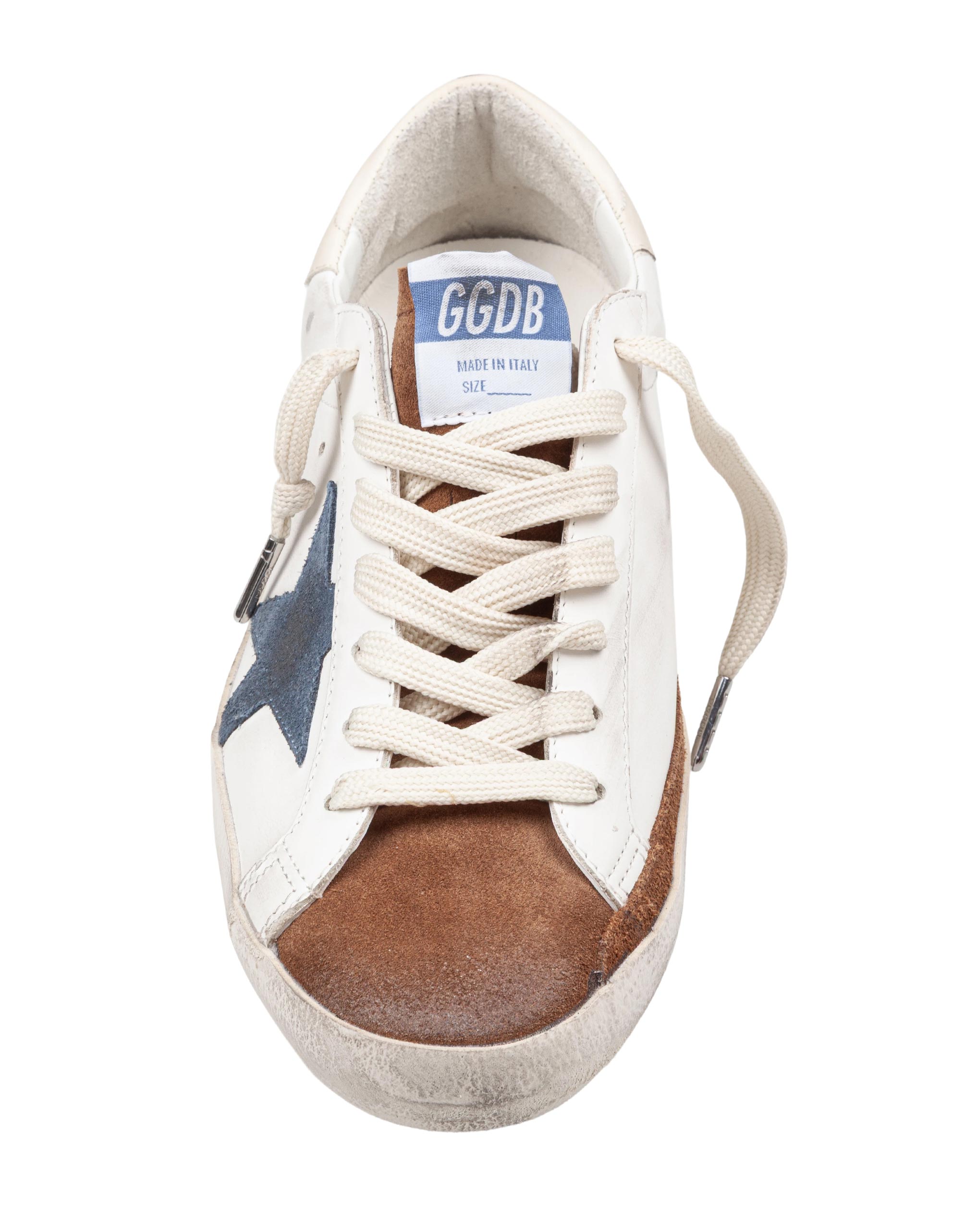 GOLDEN GOOSE SNEAKERS SUPERSTAR IN PELLE E CAMOSCIO COLORE BIANCO E MARRONE