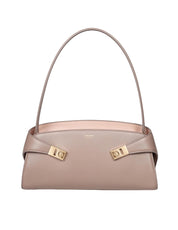 FERRAGAMO HUG SH EW SHOULDER BAG IN TAUPE