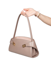 FERRAGAMO HUG SH EW SHOULDER BAG IN TAUPE