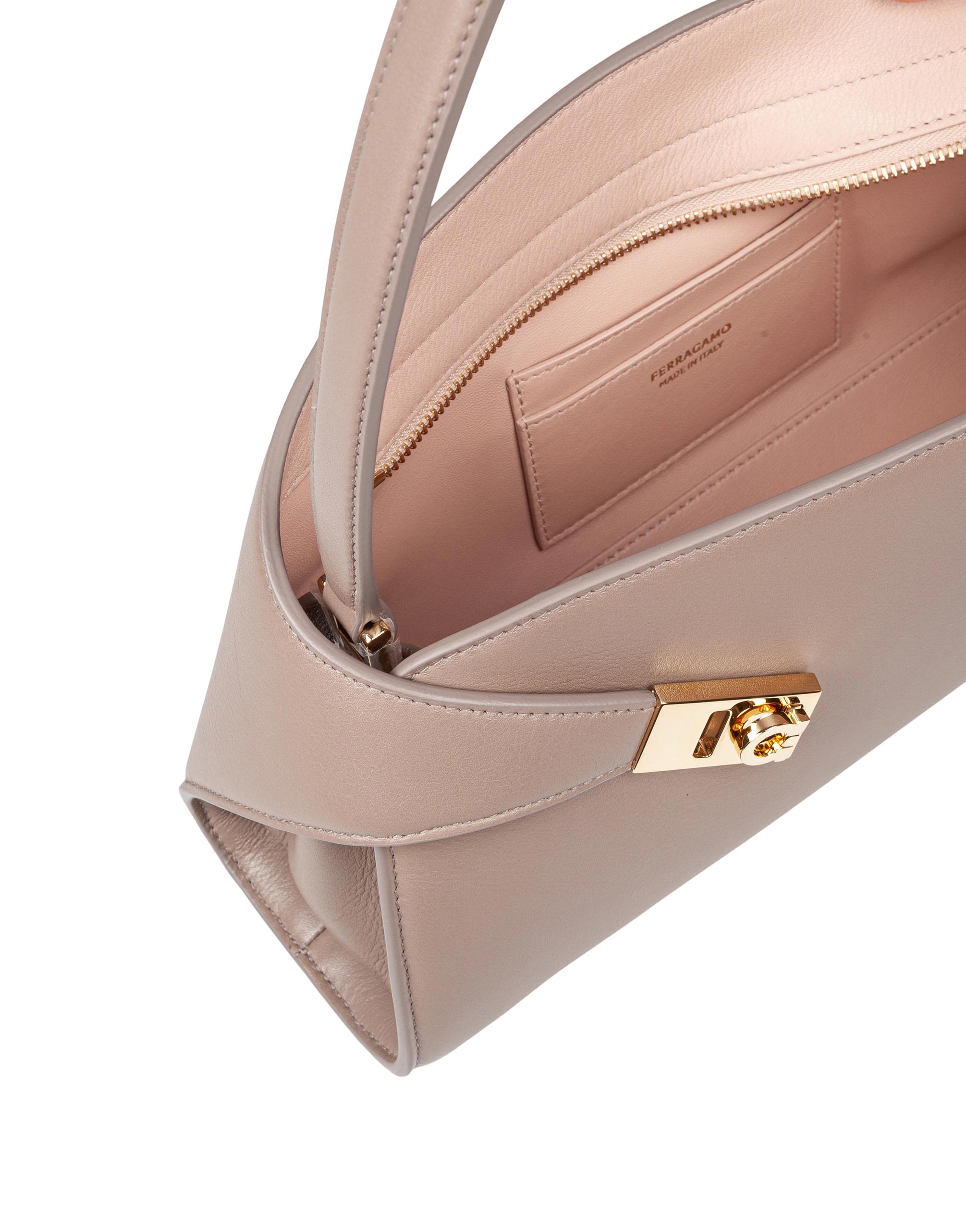 FERRAGAMO HUG SH EW SHOULDER BAG IN TAUPE