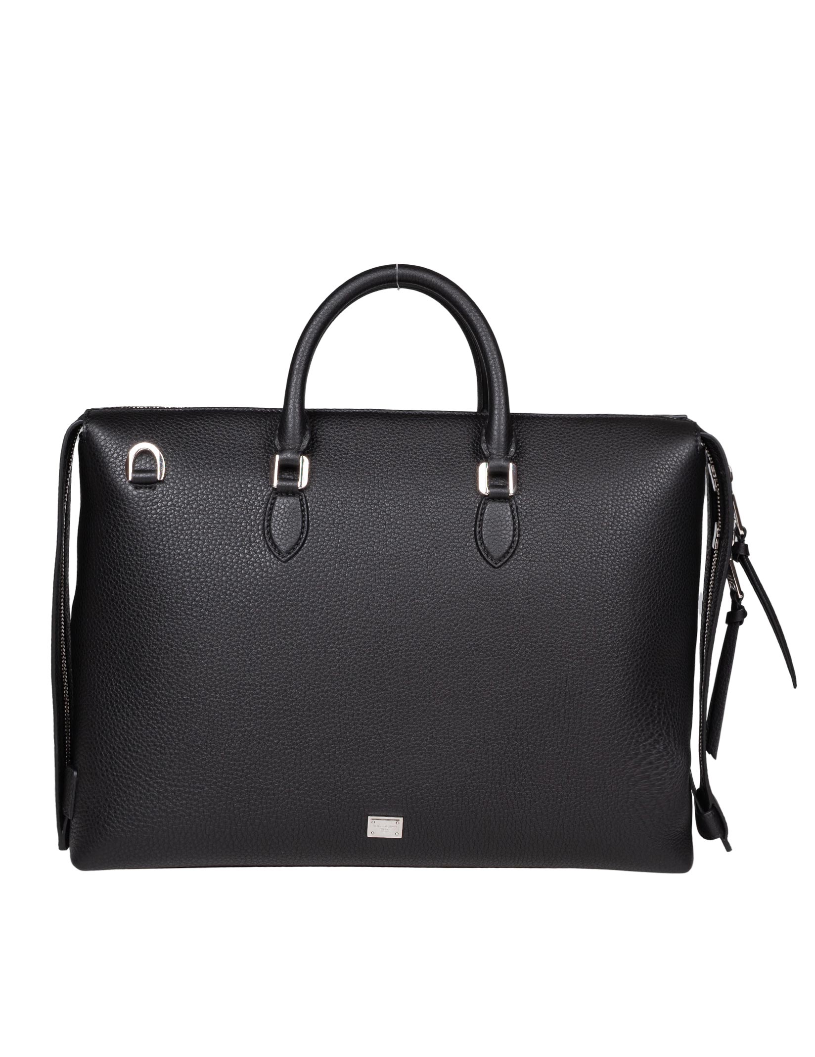 DOLCE & GABBANA BLACK LEATHER BRIEFCASE