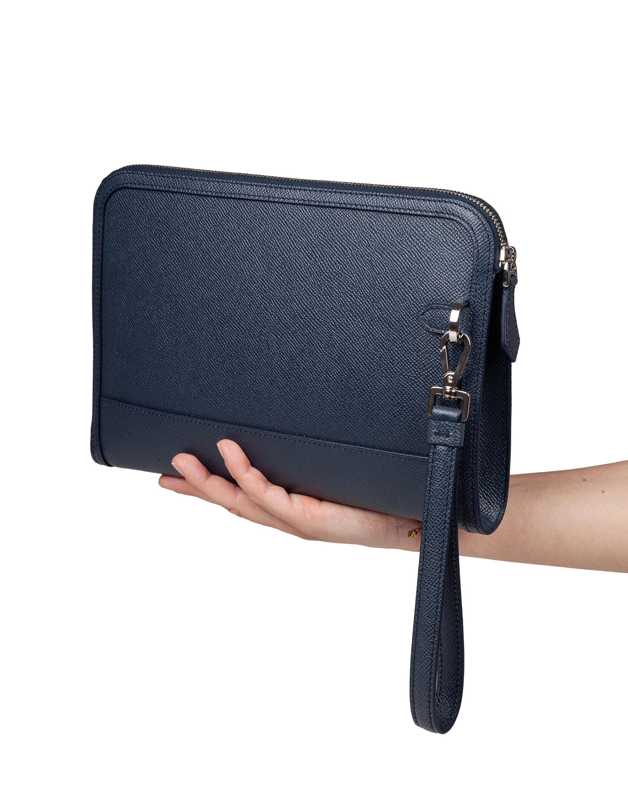 DOLCE & GABBANA POCHETTE SICILY IN PELLE DAUPHINE BLU